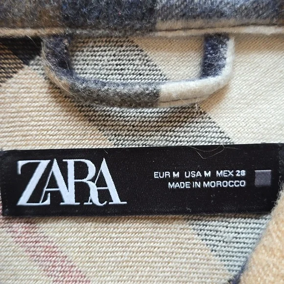 Zara, Shacket Wool Blend Plaid, Oversized, EUC, Women's M - Picture 3 of 12
